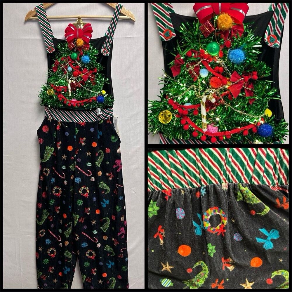 No Boundaries Christmas Jumpsuit Overalls Light Up Women’s XXS